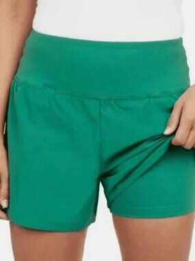 Women's Green Athletic Shorts with Pockets